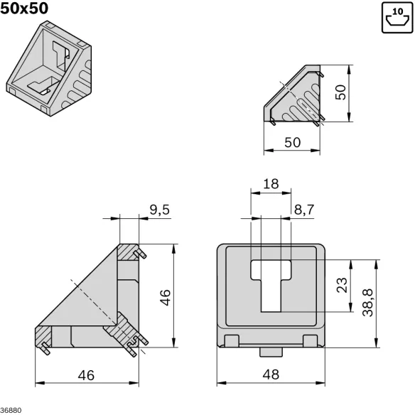 Kątownik 50x50 [10] 