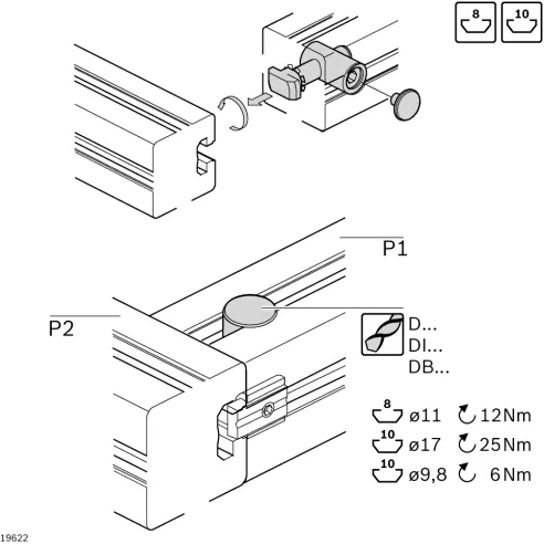Łącznik szybkomocujący 0° [8/10] D11 