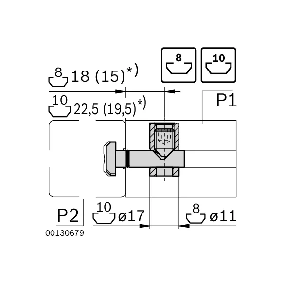 Łącznik szybkomocujący 0° [8/10] D11 